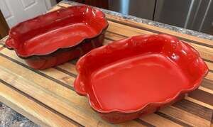 Vintage 1980s De Silva Italy Red Ceramic Baking Dishes Set of 2 Tuscan Pottery